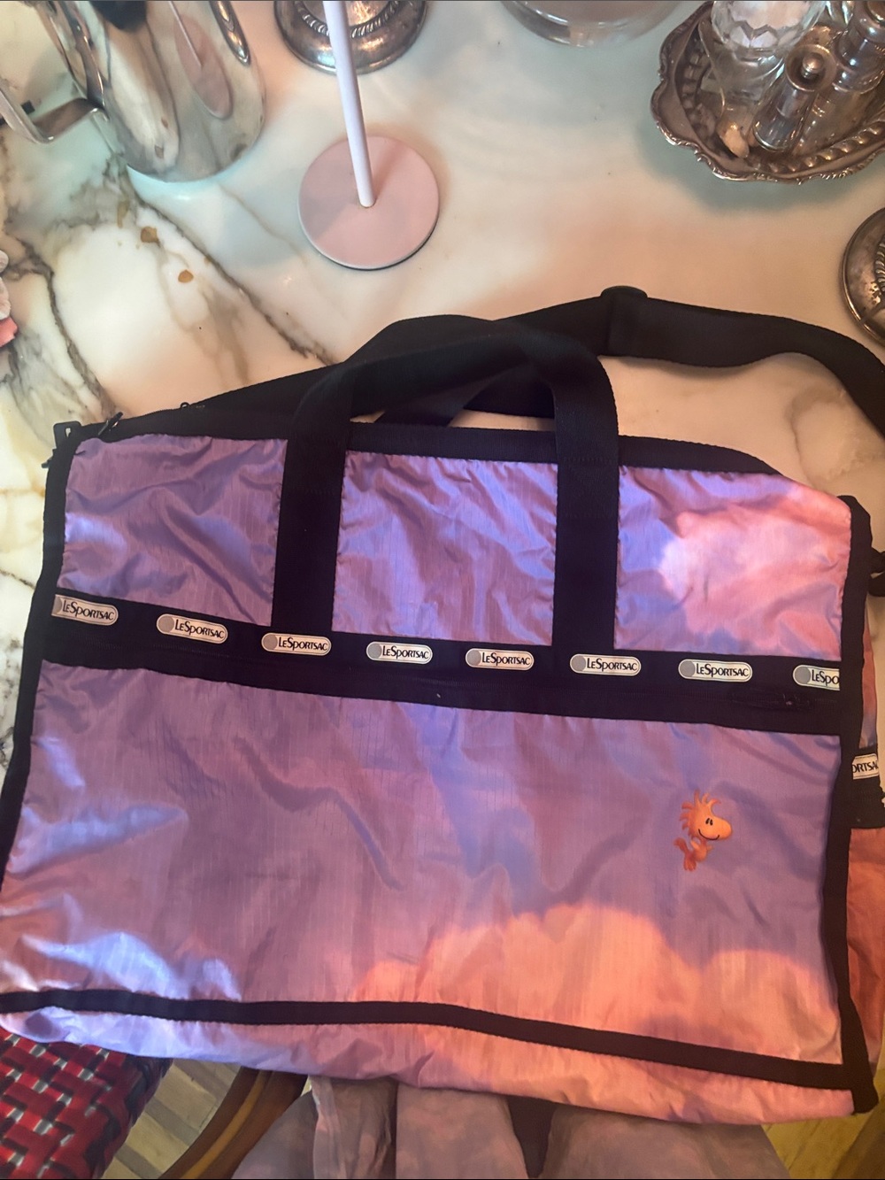 LeSportsac Purple and Pink Snoopy Travel Bag - Picture 3 of 10
